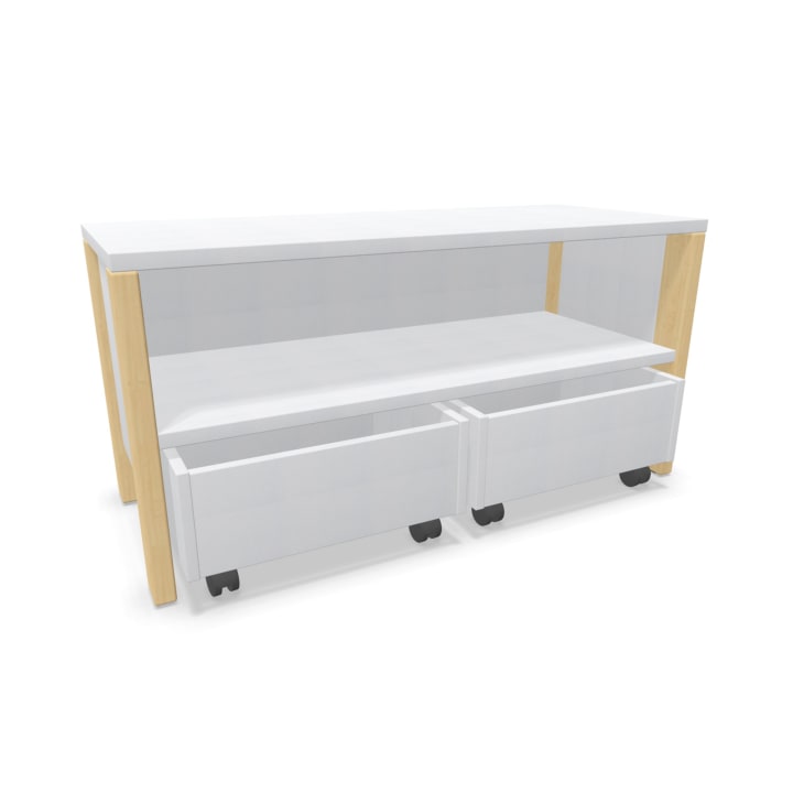 Regalschrank Linus mit 2 Rollkästen, B 110,4 x H 55 (mit Füßen) x T 45,7 cm
