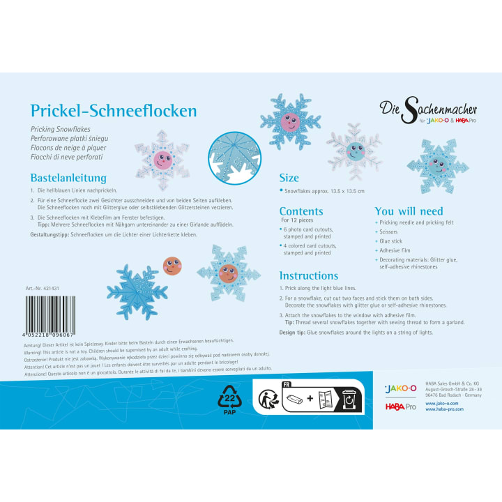 Sachenmacher Prickel-Schneeflocken, Bastelset für 12 Stück