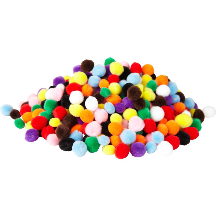 Mini-Pompons, ca. 450 Stück in 10 Farben und 2 Größen