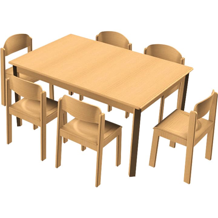 Stuhl-Tisch-Kombination mit Filzgleitern für den Kindergarten, L 120 x B 80 x H 59 cm, Sitzhöhe 35 cm