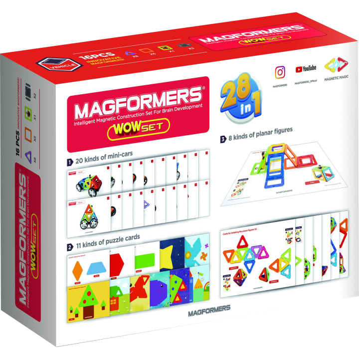 MAGFORMERS® Wow-Plus-Set, 16 Teile und 30 Ideenkarten