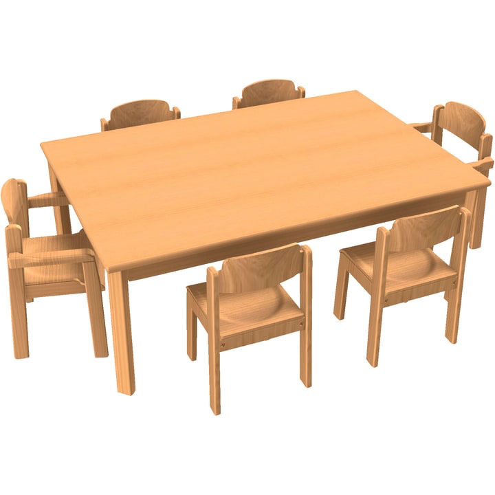 Stuhl-Tisch-Kombination mit Filzgleitern für die Krippe, L 120 x B 80 x H 46 cm, Sitzhöhe 26 cm