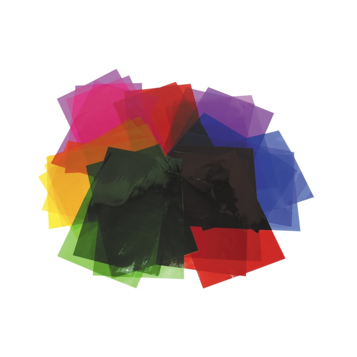 Fensterfolie zum Basteln, transparent, versch. Farben, 48-teilig