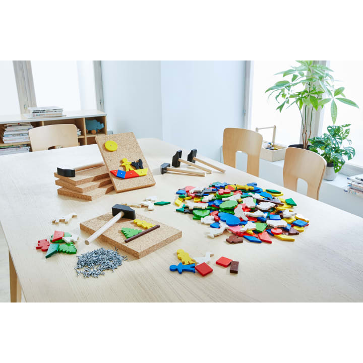 Nagelspiel Komplett-Set 220 Teilig - Kreativset Mit Holzplättchen & Nägeln