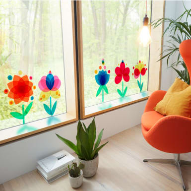 Sachenmacher Fensterbild Blumen-Varianten, Bastelset für 8-12 Stück
