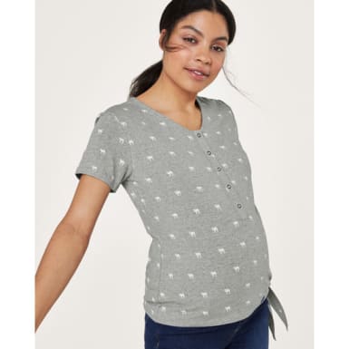 Damen T-Shirt Schwangerschaft Knoten