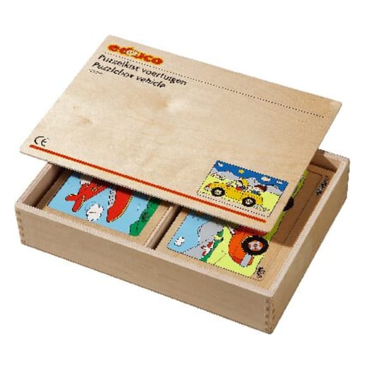 Educo Puzzlebox Fahrzeuge, 10 Puzzles | ab 3+ Jahre | Puzzles | Für Krippe & Kindergarten