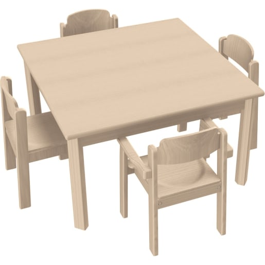 WEHRFRITZ Stuhl-Tisch-Kombination mit Filzgleitern für die Krippe, L 80 x B 80 x H 46 cm, Sitzhöhe 26 cm