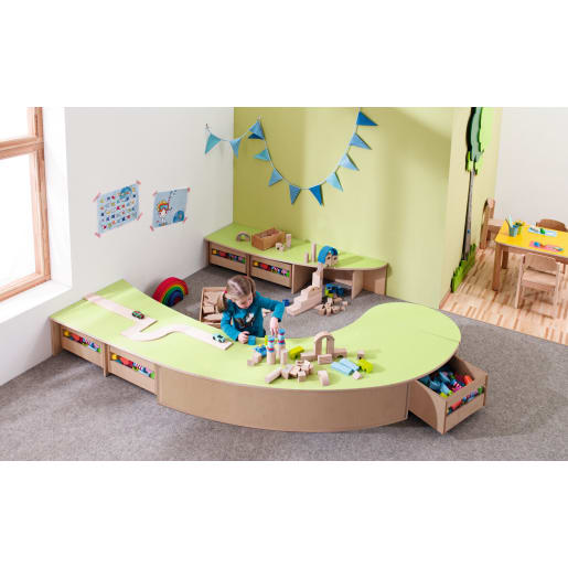 WEHRFRITZ Eckpodest-Bogen-Set, links, 3-teilig | ab 18+ Monate | Podeste, Podestkombinationen, Bühnen und Zubehör | Für Krippe & Kindergarten, 