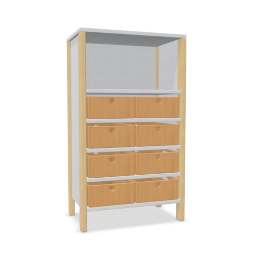 WEHRFRITZ Regalschrank Linus mit 8 Materialkästen, B 75,3 x H 75,3 (mit Füßen) x T 45,7 cm