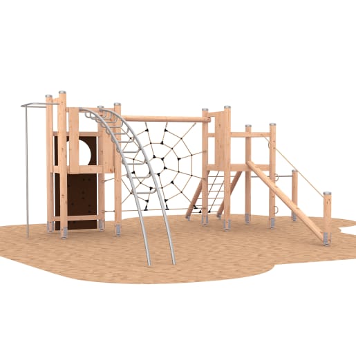 WEHRFRITZ Zwei-Turm-Kletteranlage Spinnennetzwand | ab 3+ Jahre | Klettern und Hangeln (fest installiert) | Für Krippe & Kindergarten, Schule & Hort, 