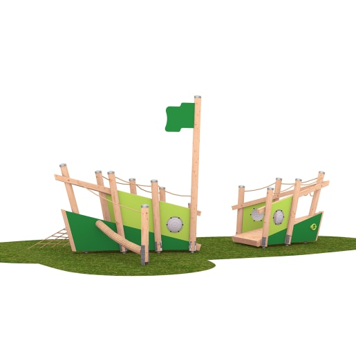 WEHRFRITZ Spielschiff mit Balanciertau | ab 3+ Jahre | Spielanlagen/Kombinationen und Bauteile (fest installiert) | Für Krippe & Kindergarten, Schule 