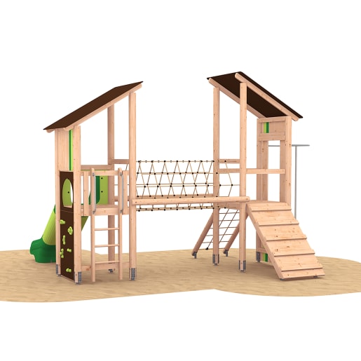 WEHRFRITZ Zwei-Turm-Spielanlage mit Netztunnel | ab 3+ Jahre | Spielanlagen/Kombinationen und Bauteile (fest installiert) | Für Krippe & Kindergarten,