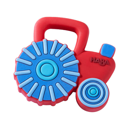 HABA Greifling Traktor, Greispielzeug für Babys, Entdeckerspielzeug, Motorik fördern