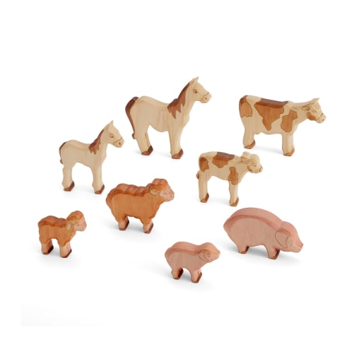 WEHRFRITZ Holztiere-Set Bauernhof, 8-teilig | ab 12+ Monate | Spielfiguren, Biegepuppen und Sets | Für Krippe & Kindergarten, Schule & Hort, Therapie 