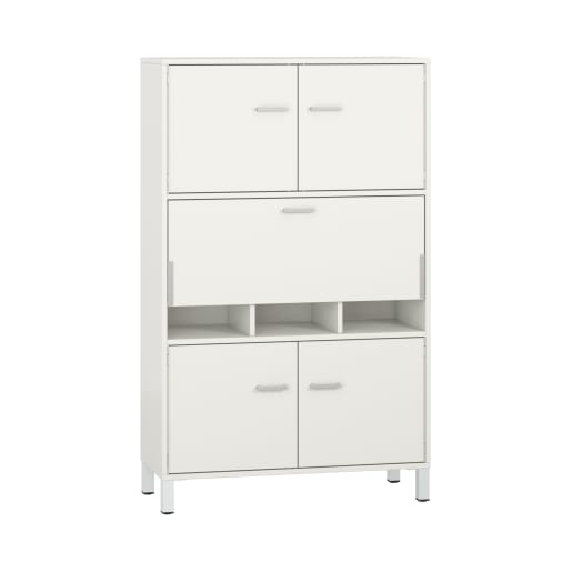 WEHRFRITZ Pureo Schrank-Arbeitsplatz, Sitzhöhe, Dekor B100 x H150 x T42 cm | ab 18+ Jahre | Hochschränke und mittelhohe Schränke