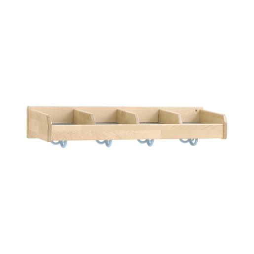WEHRFRITZ Mützenablage YUNA, versch. Hakenfarben, 4 Fächer, B 80 x H 12,8 x T 22,1 cm | ab 0+ | Schuh- und Mützenablagen | Für Krippe & Kindergarten, 