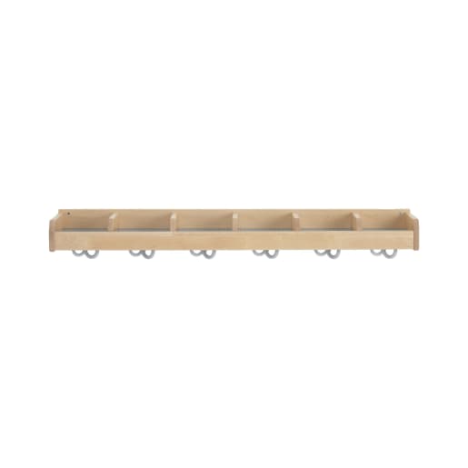 WEHRFRITZ Mützenablage YUNA, versch. Hakenfarben, 6 Fächer, B 120 x H 12,8 x T 22,1 cm | ab 0+ | Schuh- und Mützenablagen | Für Krippe & Kindergarten,