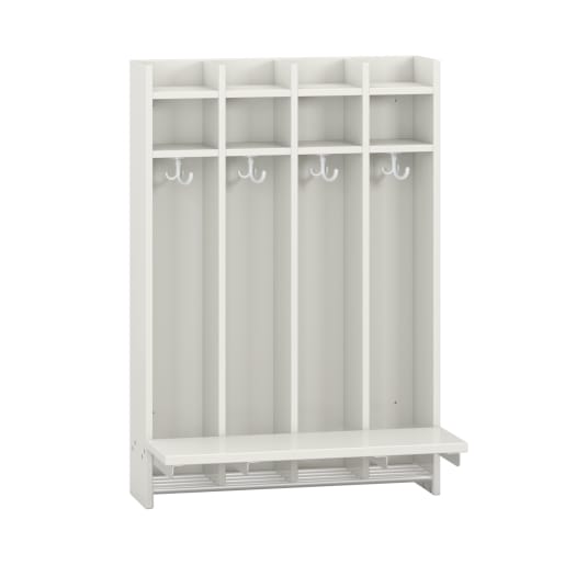 WEHRFRITZ Wandhängegarderobe Lyra 4 Felder mit Sitz,B80xH115,8xT22cm | ab 0+ | Garderobenschränke