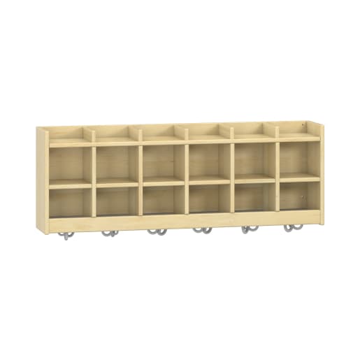WEHRFRITZ Garderoben-Doppelablage YUNA, versch. Hakenfarben, 6 Fächer, B 120 x H 42,5 x T 22,1 cm | ab 0+ | Schuh- und Mützenablagen | Für Krippe & 