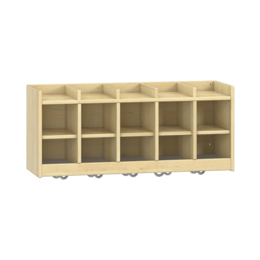 WEHRFRITZ Garderoben-Doppelablage YUNA, versch. Hakenfarben, 5 Fächer, B 99,5 x H 42,5 x T 33 cm | ab 0+ | Schuh- und Mützenablagen | Für Krippe & 
