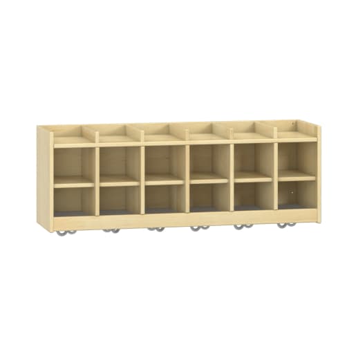 WEHRFRITZ Garderoben-Doppelablage YUNA, versch. Hakenfarben, 6 Fächer, B 120 x H 42,5 x T 33 cm | ab 0+ | Schuh- und Mützenablagen | Für Krippe & 