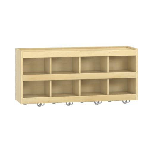 WEHRFRITZ Hängeregal YUNA, versch. Hakenfarben, 8 Fächer, 8 Haken, B 120 x H 52,5 x T 33 cm | ab 0+ | Schuh- und Mützenablagen | Für Krippe & 