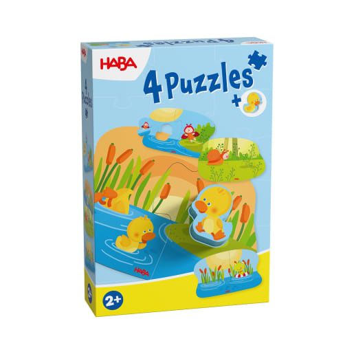 HABA 4 erste Puzzles – Tierkinder, Kinderpuzzles, fördert die Feinmotorik, Greifspielzeug