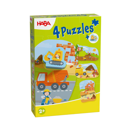 HABA 4 erste Puzzles – Baustelle, Kinderpuzzles, fördert die Feinmotorik, Greifspielzeug