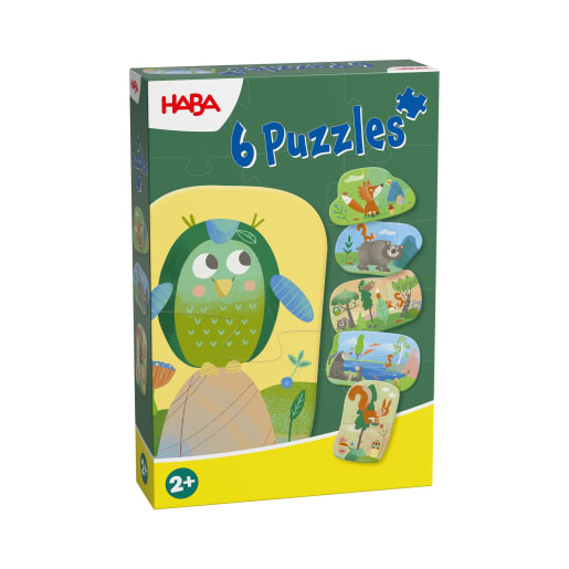 HABA 6 erste Puzzles - Waldtiere, Kinderpuzzles, fördert die Feinmotorik, Greifspielzeug