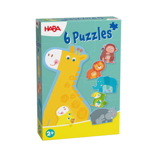 HABA 6 erste Puzzles – Tierfamilie, Kinderpuzzles, fördert die Feinmotorik, Greifspielzeug