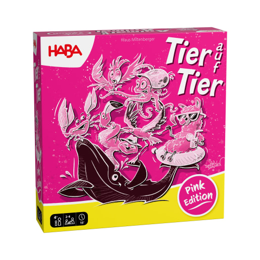 HABA Tier auf Tier – Pink Edition, Brettspiel, Klassiker, Familienspiel, Kinderspiel