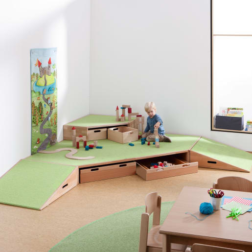 WEHRFRITZ Baupodest-Set, 8-teilig | ab 0+ | Podeste, Podestkombinationen, Bühnen und Zubehör | Für Krippe & Kindergarten, Therapie & Pflege