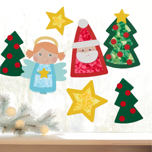HABA Sachenmacher - Erstes Kleben Weihnachten, Fensterbilder, 7 St., ab 3 J. | ab 3+ Jahre | Bastelsets Papier