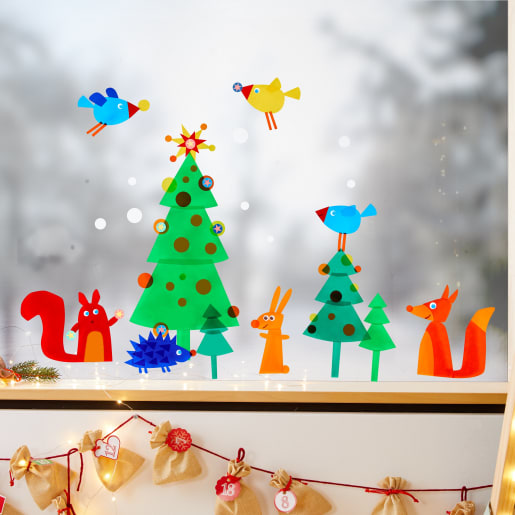 HABA Sachenmacher Fensterbild Winterwald, Bastelset Weihnachten, ab 5 Jahre