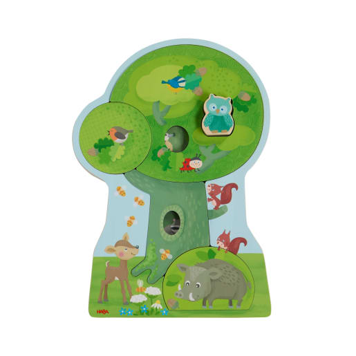 HABA Holzpuzzle Waldtiere, Hochwertiges Holz, geprüfte Qualität, Kinderpuzzles, fördert die Feinmotorik, Greifspielzeug, 19-24Monate