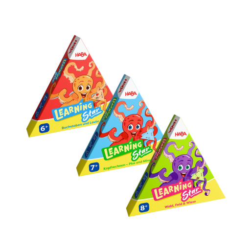 HABA 3er Set Learning Star, Lernspiele, Gedächtnistraining für Kinder, Spiele zur Entwicklungsförderung, fördert die naturwissenschaftlichen 