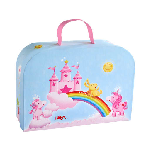 HABA Spielkoffer, Einhorn Glitzerglück, mit 6 Holzfiguren, ab 18 Monaten | ab 18+ Monate | Spielfiguren, Biegepuppen und Sets