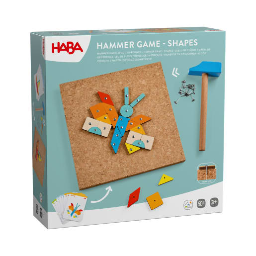 HABA Hammer-Nagelspiel Geo-Formen, Hochwertiges Holz, geprüfte Qualität