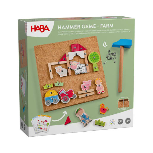 HABA Hammer-Nagelspiel Bauernhof, Hochwertiges Holz, geprüfte Qualität