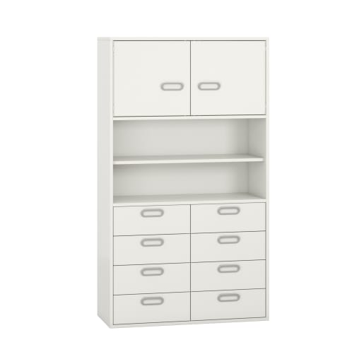 WEHRFRITZ Kombischrank mit 8 Schubkästen und Doppeltüren, offen, Dekor, B 100 x H 175 x T 42 cm