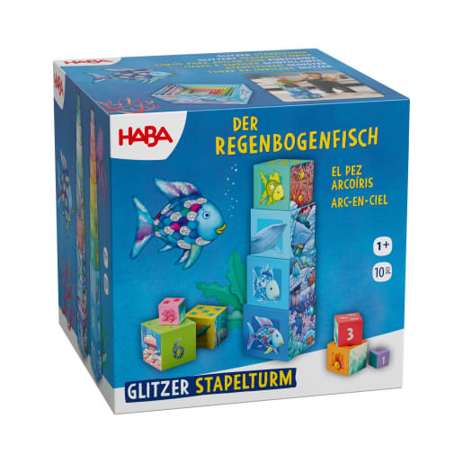 HABA Stapelturm Glitzer Der Regenbogenfisch | ab 12+ Monate | Steck- und Stapelspielzeug