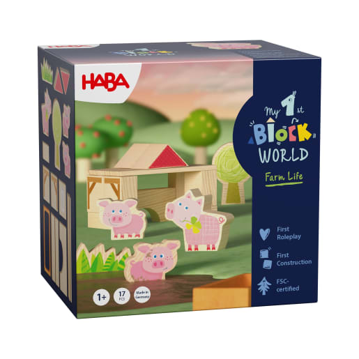 HABA My 1st Block World – Ferkelstall Kalle | ab 12+ Monate | Bau und Konstruktionsspielzeug