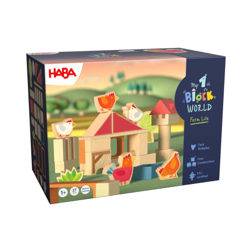 HABA Meine erste Bausteinwelt – Hühnerhof Kikeriki | ab 12+ Monate | Bau und Konstruktionsspielzeug