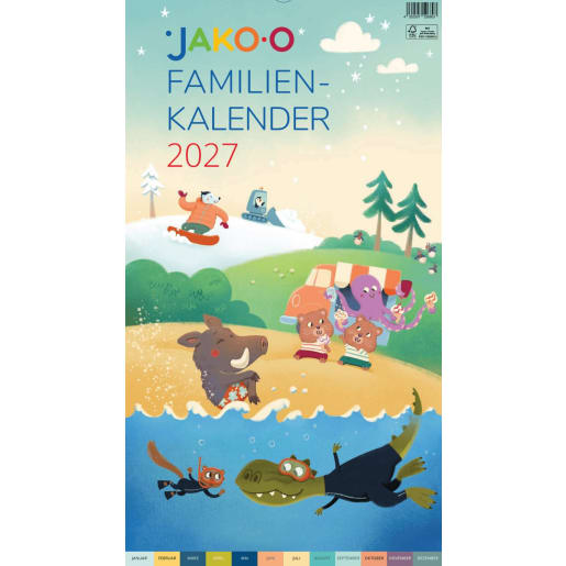 JAKO-O Familienkalender 2027 mit 6 Spalten für die Familie | Jahreskalender