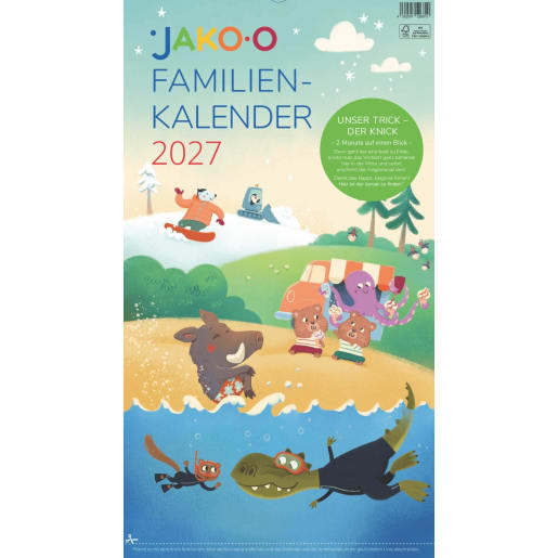 JAKO-O Familienkalender mit Knick 2027 mit 6 Spalten, 6 Personen | Jahreskalender