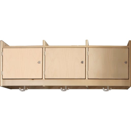 WEHRFRITZ Hängeschrank YUNA, versch. Hakenfarben, B 120 cm x H 42,5 x T 33 cm | ab 0+ | Schuh- und Mützenablagen | Für Krippe & Kindergarten, Schule &