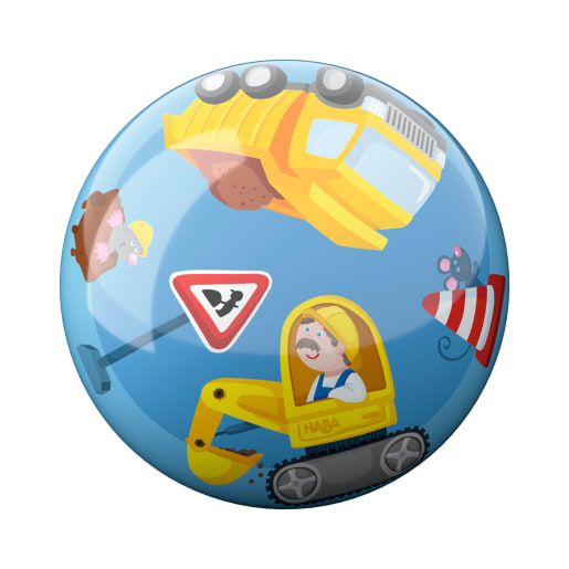 HABA Kunststoffball Baustelle, Ø 14 cm, Spielball ab 2 Jahren | ab 2+ Jahre | Bälle und Hüpfen
