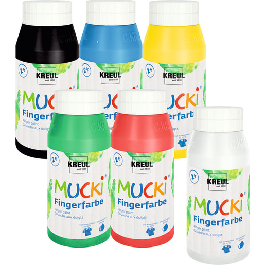 Kreul Fingerfarbe Mucki, 6 Farben à 750 ml