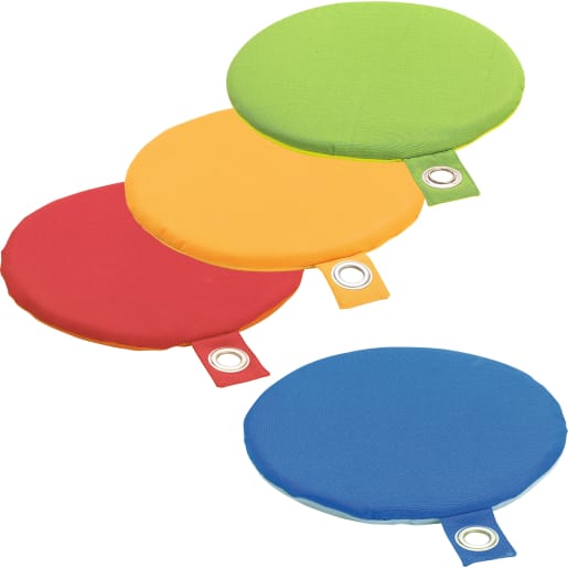 WEHRFRITZ Sitzkissen 4er-Set, rot, gelb, blau, grün | ab 12+ Monate | Sitzelemente und Zubehör | Für Krippe & Kindergarten, Schule & Hort, Therapie & 